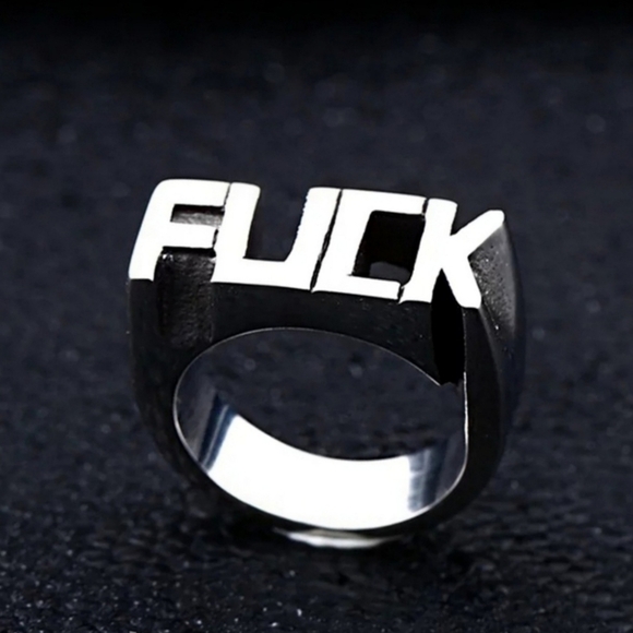 FUČK Ring | Stainless Steel Punk Biker Gothic Statement Unisex NWT Humor - Picture 2 of 7